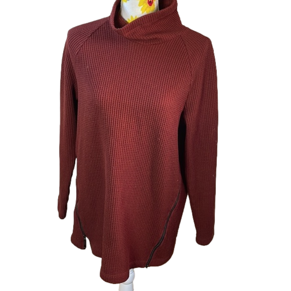 L.L. Bean Signature ~ Thermal Big Fitting Sweater Hemline Zippers